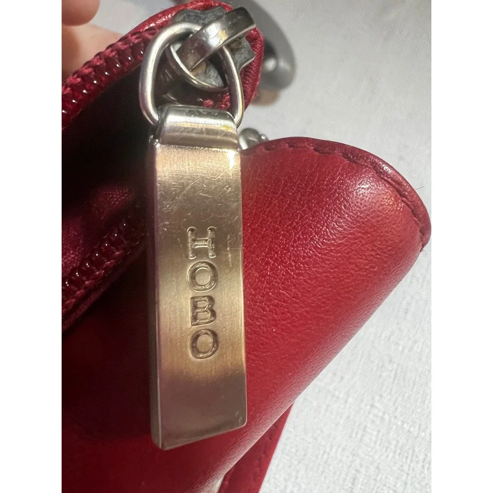 90s Y2K HOBO Red Leather Crossbody Bag Minimalist Small Shoulder Purse Zip